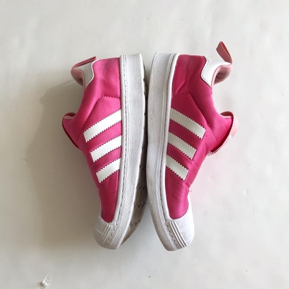 Adidas superstar pink 360 slip on sneakers GUC - crease toe cap size 2 youth - Picture 2 of 9